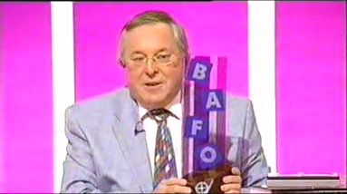 Richard Whiteley waves about the BAFO award